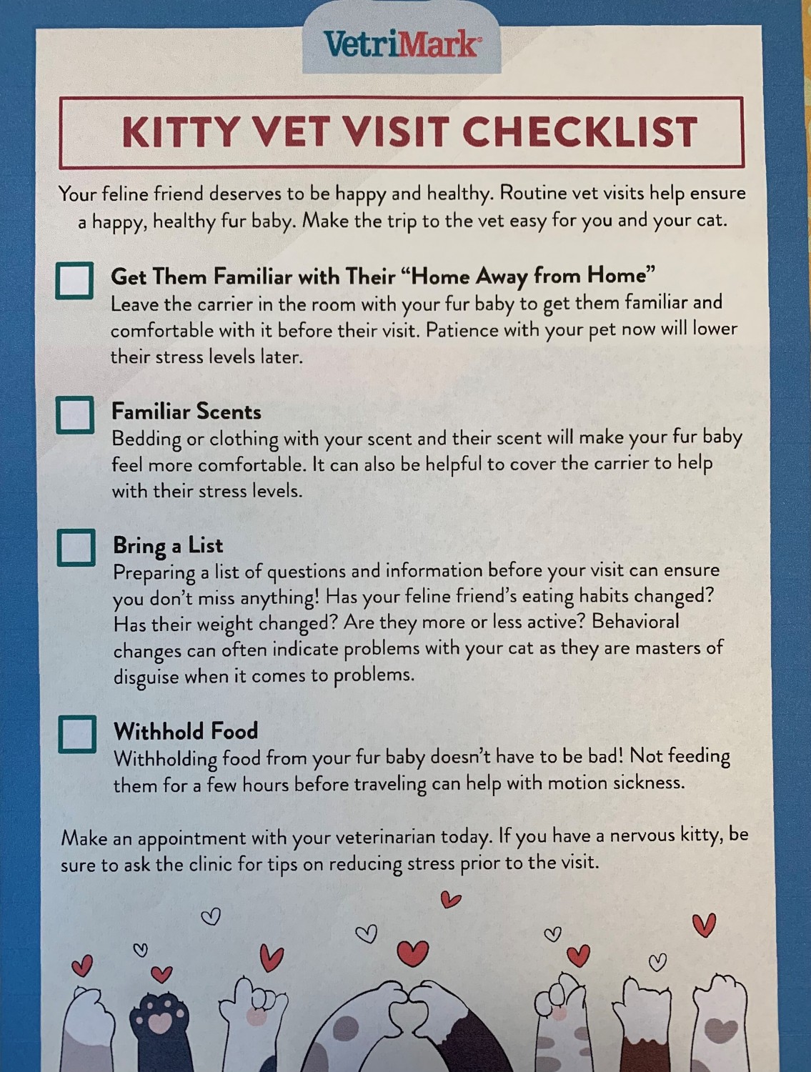 kitty vet visit checklist